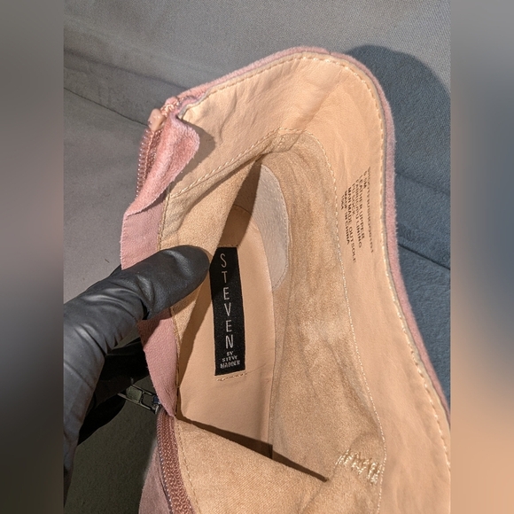 Steven Steve Madden Shooter Pink Suede Leather Ankle Boots Sz 5.5W - Picture 11 of 13